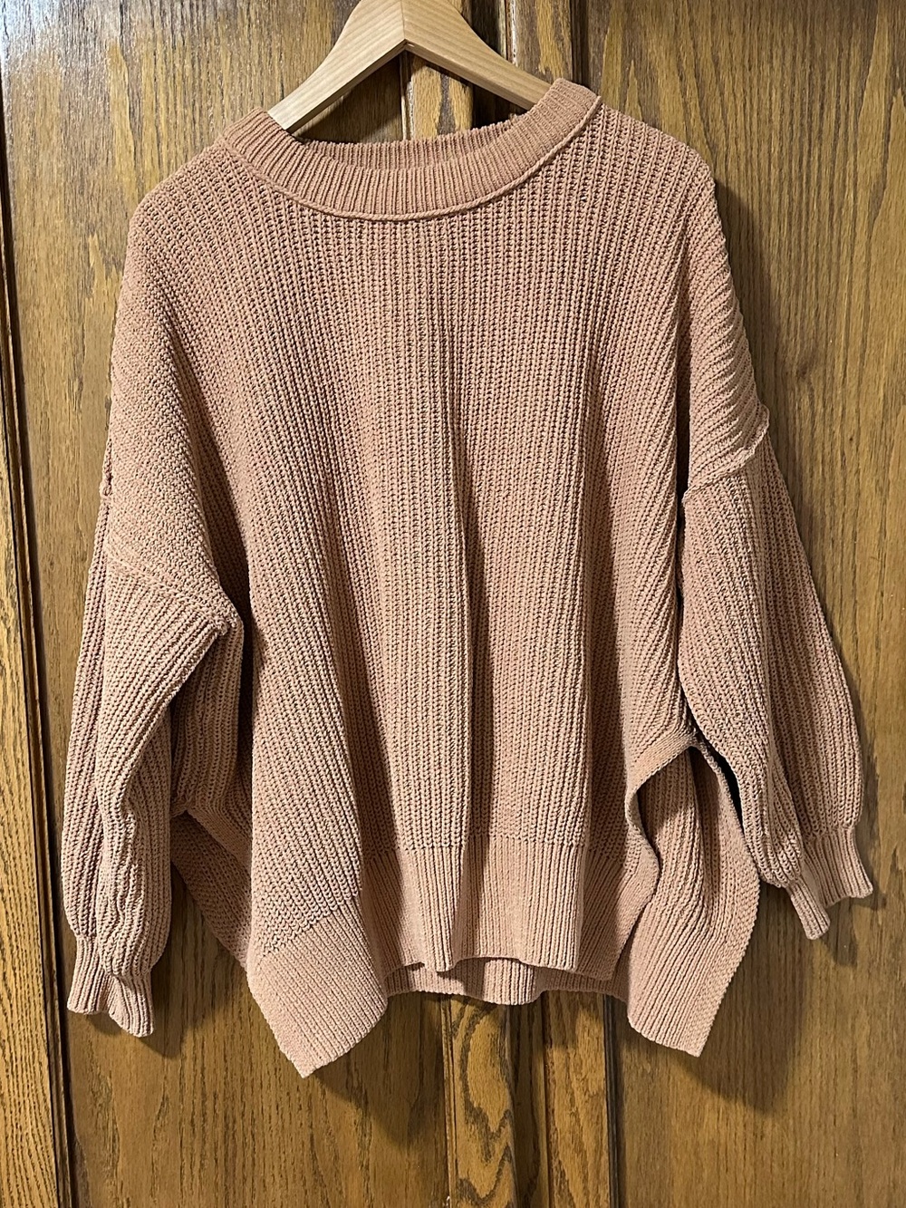 Aerie Beyond Cropped Slouchy Ribbed Sweater Sz M Cappuccino